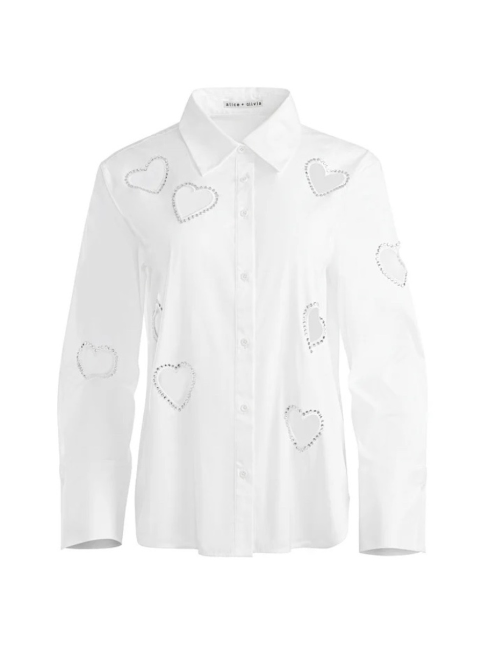 Alice + Olivia Finely Heart Embellished Cotton Shirt size M - Picture 6 of 13